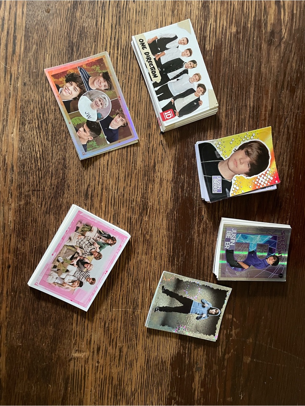 1D & Justin Beiber trading cards & stickers